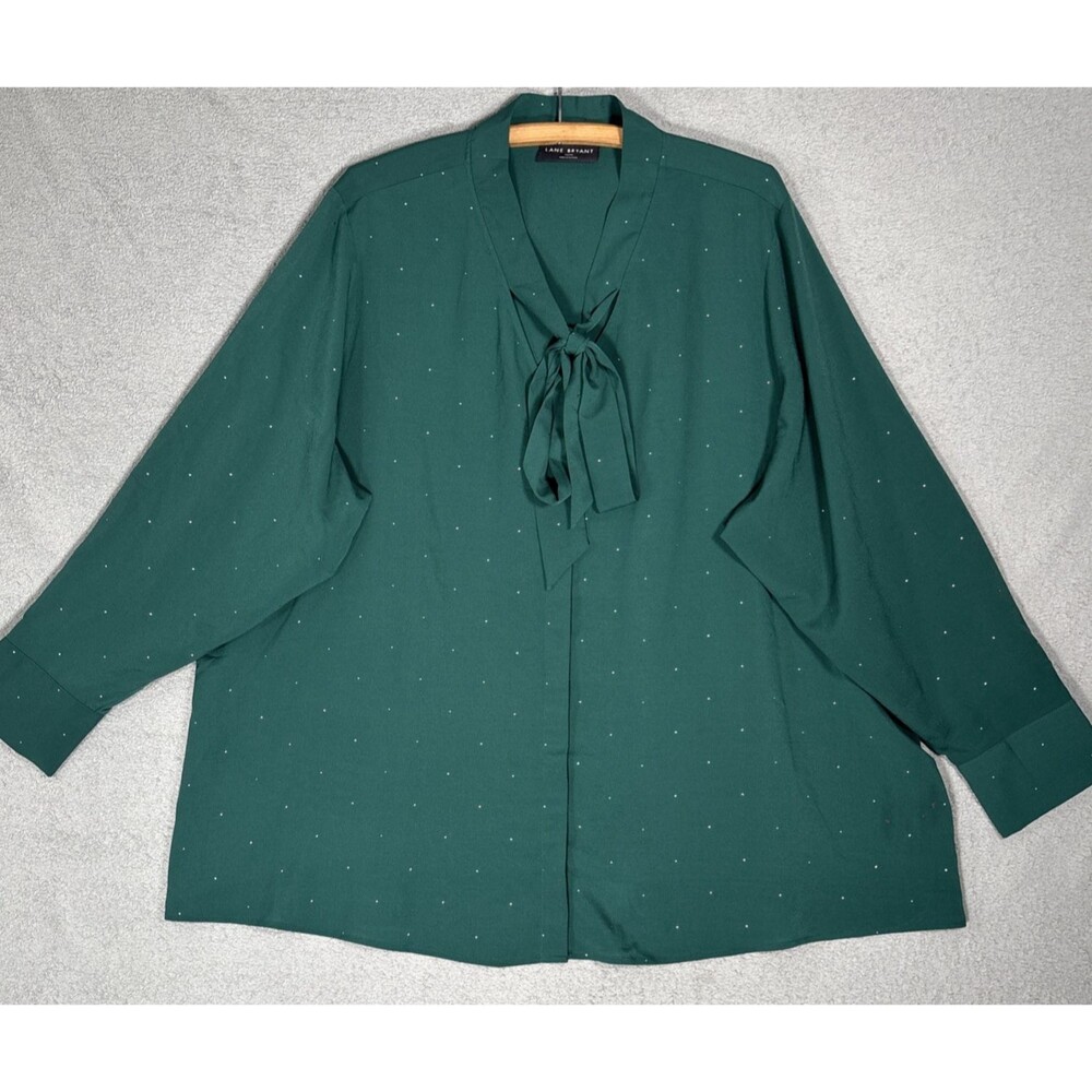Lane Bryant Women’s Blouse Plus‎ Size 26/28 Kelly Hunter Green Modest Office